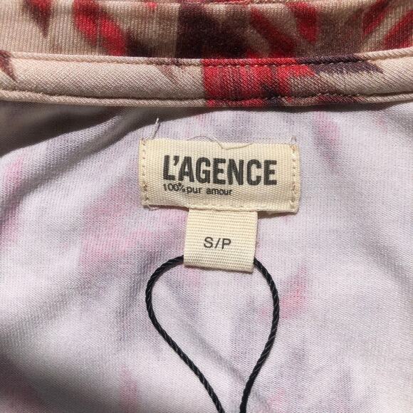 L’AGENCE Ressi Tan Multi Ganado Print Crew Neck Tee Shirt Petite Small NWT - Picture 8 of 15